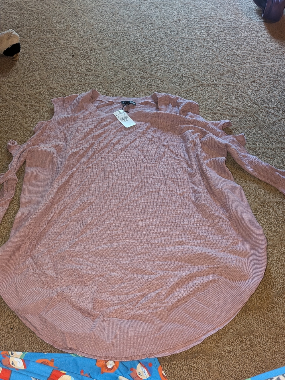 Express Women's Cold-Shoulder Knit Top in Dusty Pink